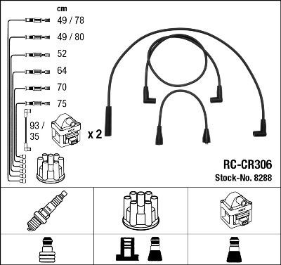 Ккомплект проводов зажигания 8288 NGK NTK