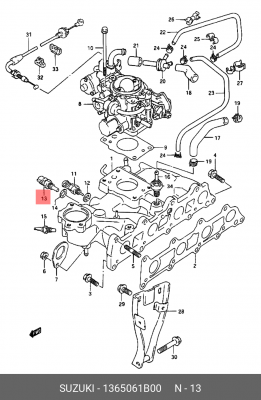 Датчик, температура охлаждающей жидкости 13650-61B00 SUZUKI