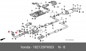 Уплотнительное кольцо, выпускной тр 18212SF9003 HONDA