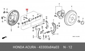 Колесный тормозной цилиндр 43300S84A03 HONDA