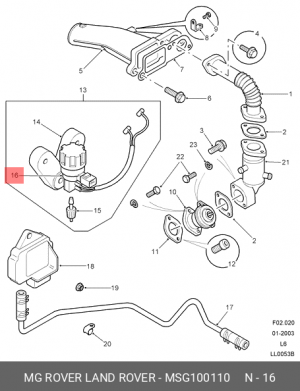 Преобразователь давления, управление ОГ MSG100110 MG ROVER LAND ROVER