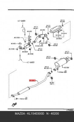 Средний глушитель выхлопных газов KL15-40-300D MAZDA