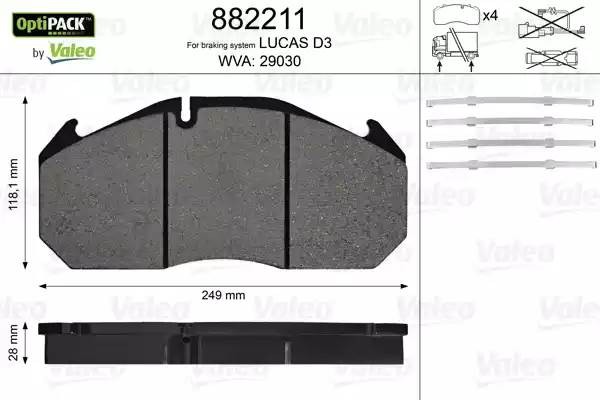Колодки тормозные дисковые 882211 VALEO PHC