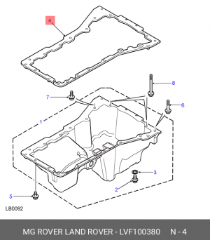 Прокладка, маслянный поддон LVF100380 LAND ROVER