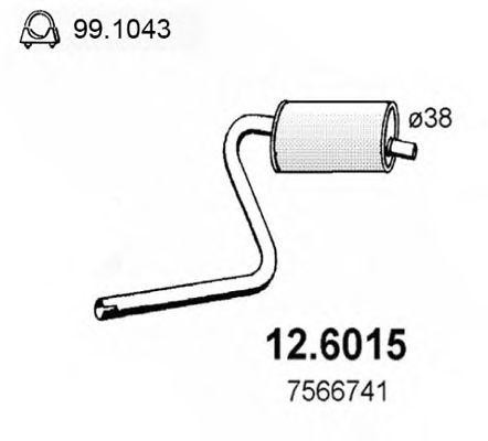 Средний глушитель выхлопных газов 126015 ASSO