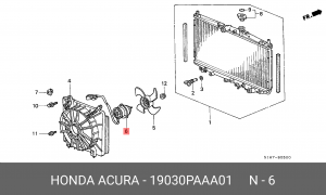 Вентилятор, охлаждение двигателя 19030PAAA01 HONDA