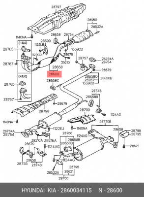 Выпускной трубопровод 2860034115 HYUNDAI KIA
