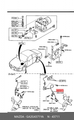 Датчик, частота вращения колеса GA2G4371YA MAZDA