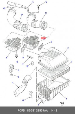 Датчик потока воздуха 85GB-12B529-AA FORD