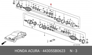 Шарнирный комплект, приводной вал 44305SB0623 HONDA