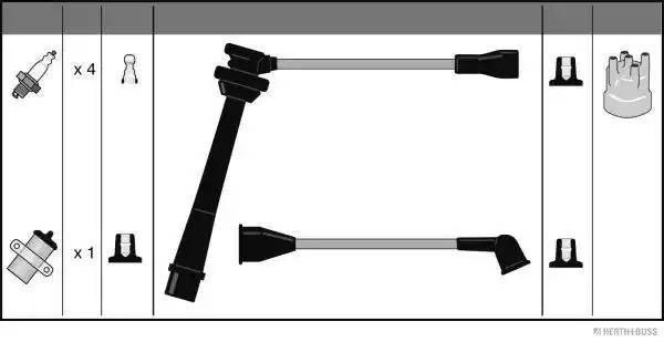 Ккомплект проводов зажигания J5388006 H B JAKOPARTS NIPPARTS