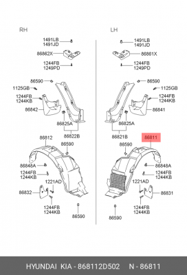 Обшивка, колесная ниша 868112D502 HYUNDAI KIA