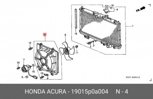 Вентилятор, охлаждение двигателя 19015P0A004 HONDA