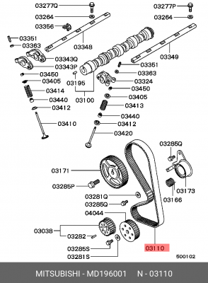 Ремень ГРМ MD196001 MITSUBISHI