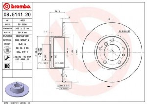 Тормозной диск 08.5141.20 BREMBO
