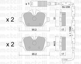 Комплект тормозных колодок, диско 2206410K METELLI