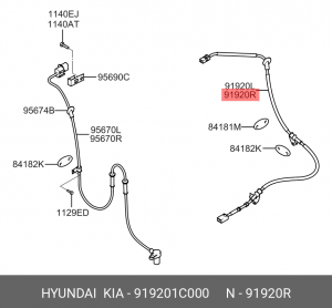 Датчик, частота вращения колеса 919201C000 HYUNDAI KIA