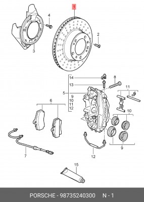 Тормозной диск 98735240300 PORSCHE