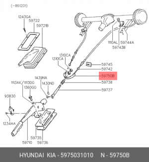 Трос, стояночная тормозная система 5975031010 HYUNDAI KIA