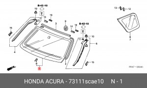 Стекло ветровое 73111SCAE10 HONDA