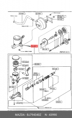 Главный тормозной цилиндр BJ794340Z MAZDA