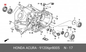 Уплотняющее кольцо, дифференциал 91206PR8005 HONDA
