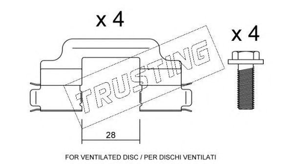 Комплектующие, колодки дискового тормоза KIT041 TRUSTING