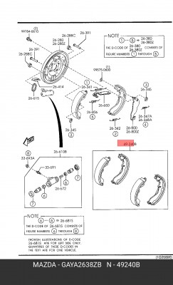 Колодки тормозные барабанные GAYA2638ZB MAZDA
