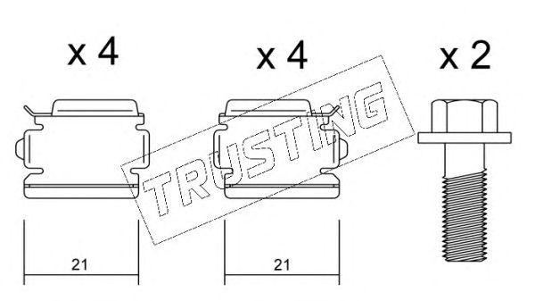 Комплектующие, колодки дискового тормоза KIT043 TRUSTING