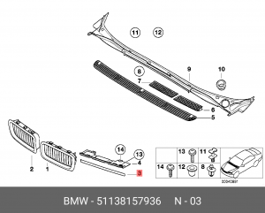 Решетка радиатора 51 13 8 157 936 BMW