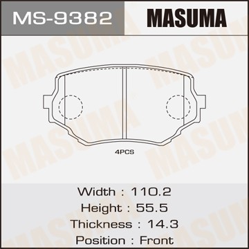 Колодки тормозные дисковые MS9382 MASUMA