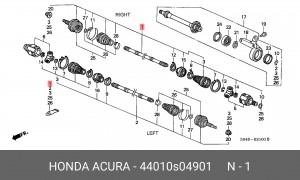 Шарнирный комплект, приводной вал 44010S04901 HONDA