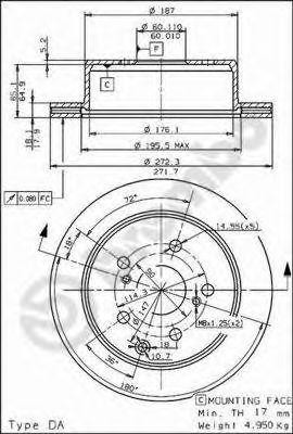 Тормозной диск 09553410 BREMBO