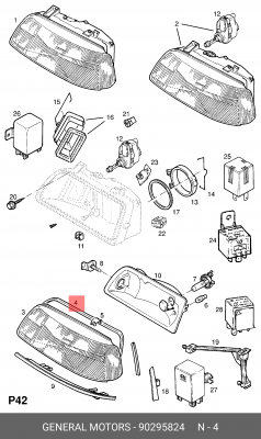 Прокладка, основная фара 90295824 GENERAL MOTORS