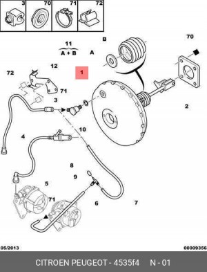 Усилитель тормозной системы 4535 F4 CITROEN PEUGEOT
