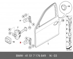Петля - шарнир открывания двери 41 51 7 176 849 BMW
