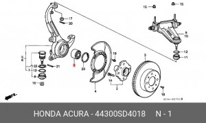 Комплект подшипника ступицы колеса 44300SD4018 HONDA