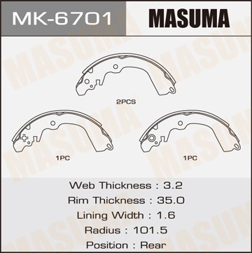 Колодки тормозные барабанные MK6701 MASUMA