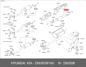 Средний глушитель выхлопных газов 2865038160 HYUNDAI KIA