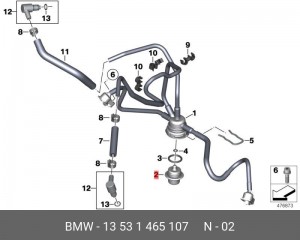 Регулятор давления подачи топлива 13 53 1 465 107 BMW