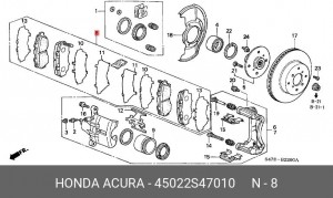 Комплект тормозных колодок, диско 45022-S47-010 HONDA