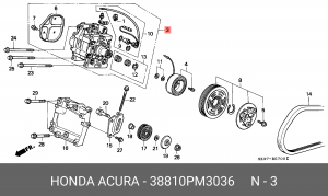 Компрессор, кондиционер 38810PM3036 HONDA