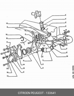 Фланец охлаждающей жидкости 1336 41 CITROEN PEUGEOT