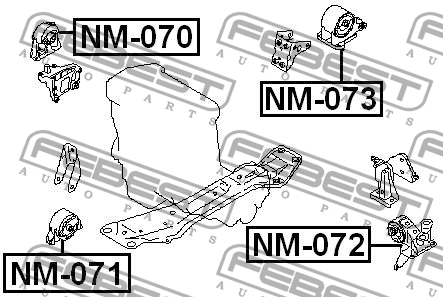 Подушка двигателя NM-071 FEBEST