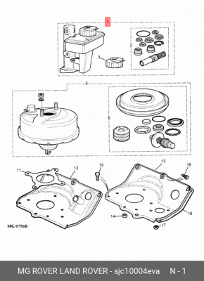 Ремкомплект, главный тормозной цилиндр SJC10004EVA MG ROVER LAND ROVER