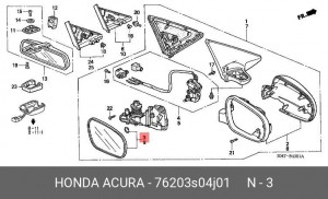 Стекло зеркала заднего вида 76203S04J01 HONDA