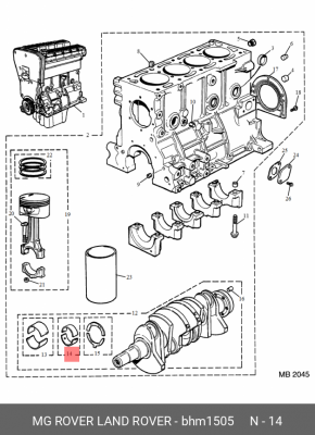 Шатунный подшипник BHM1505 MG ROVER LAND ROVER