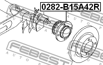 Подшипник ступицы колеса со ступицей (комплект) 0282-B15A42R FEBEST