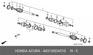 Шарнирный комплект, приводной вал 44310SD4310 HONDA