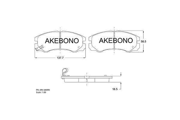 Колодки тормозные дисковые AN386WK AKEBONO